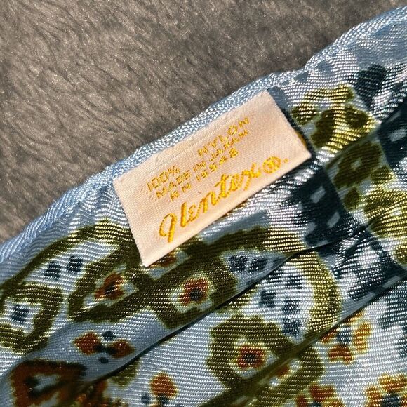 Vintage Glentex Paisley Scarf Blue 100% Nylon Made in Japan - Picture 4 of 5